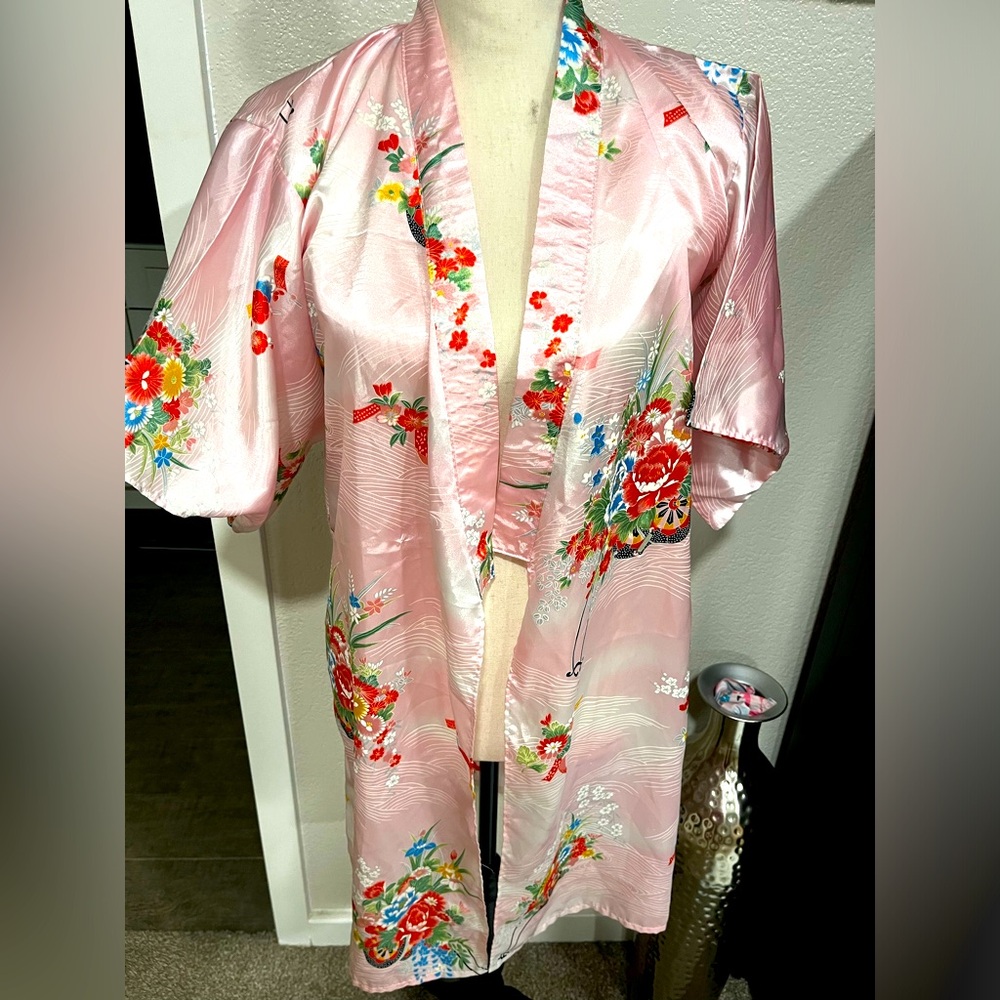 Pink Silk  Japanese Kimono open front